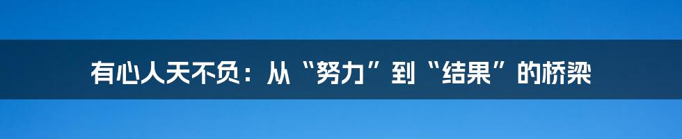 有心人天不负：从“努力”到“结果”的桥梁