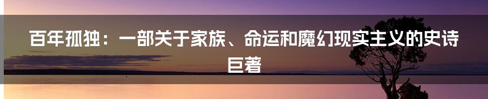 百年孤独：一部关于家族、命运和魔幻现实主义的史诗巨著