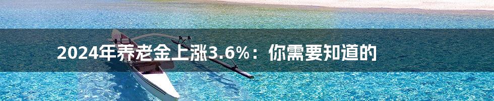 2024年养老金上涨3.6%：你需要知道的