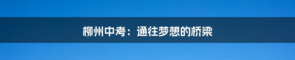 柳州中考：通往梦想的桥梁