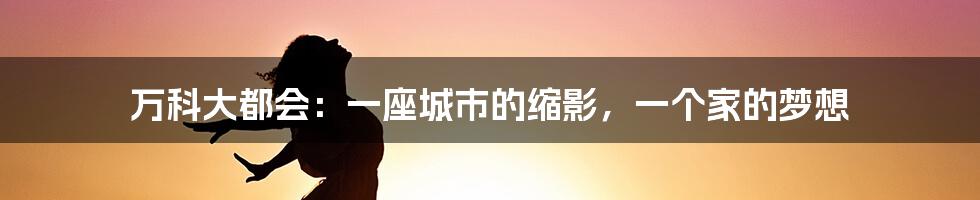 万科大都会：一座城市的缩影，一个家的梦想