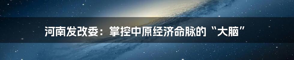 河南发改委：掌控中原经济命脉的“大脑”