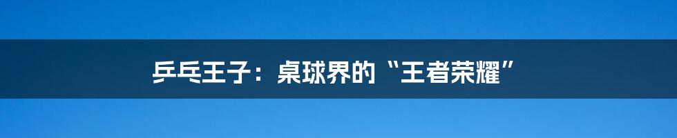 乒乓王子：桌球界的“王者荣耀”