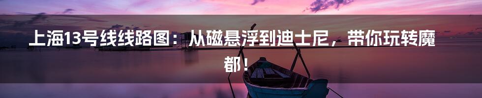 上海13号线线路图：从磁悬浮到迪士尼，带你玩转魔都！