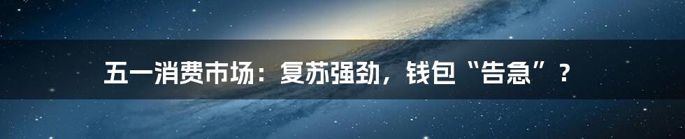 五一消费市场：复苏强劲，钱包“告急”？