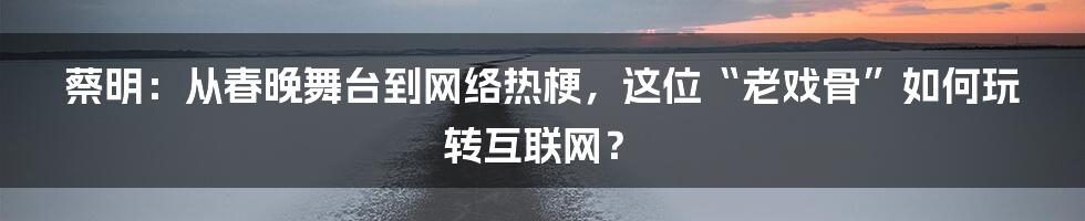 蔡明：从春晚舞台到网络热梗，这位“老戏骨”如何玩转互联网？