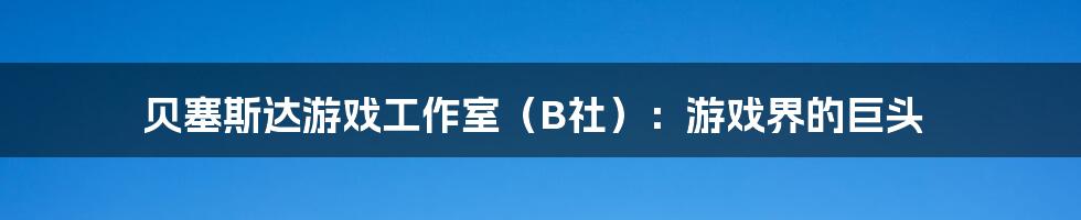 贝塞斯达游戏工作室（B社）：游戏界的巨头