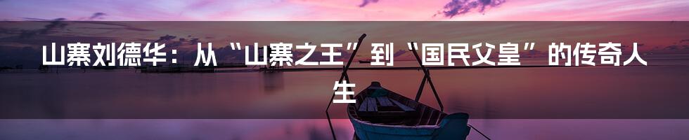 山寨刘德华：从“山寨之王”到“国民父皇”的传奇人生