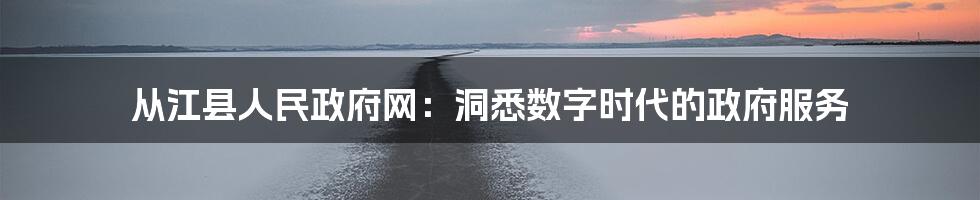 从江县人民政府网：洞悉数字时代的政府服务