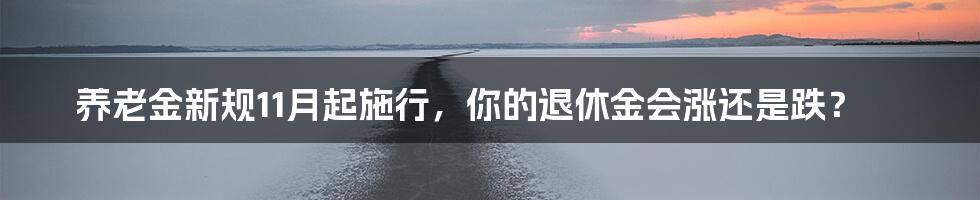 养老金新规11月起施行，你的退休金会涨还是跌？