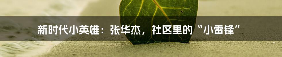 新时代小英雄：张华杰，社区里的“小雷锋”