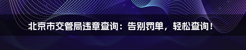 北京市交管局违章查询：告别罚单，轻松查询！