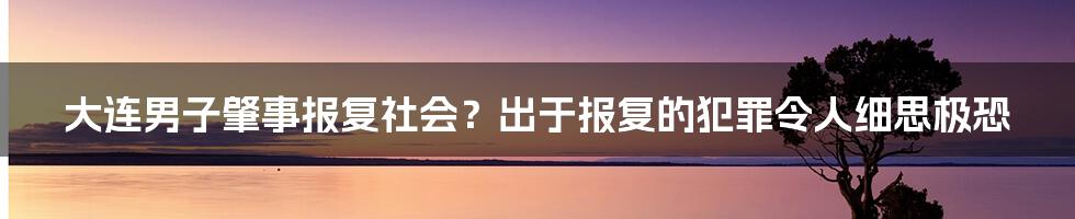 大连男子肇事报复社会？出于报复的犯罪令人细思极恐