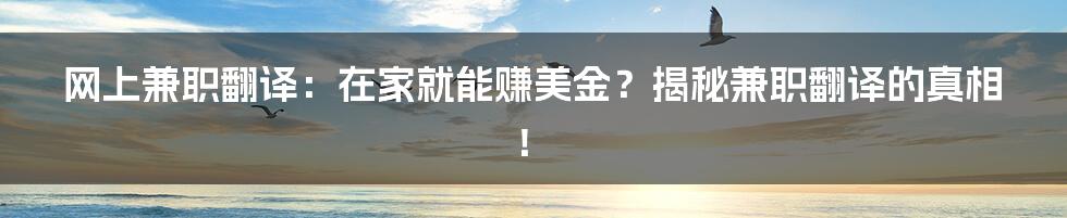 网上兼职翻译：在家就能赚美金？揭秘兼职翻译的真相！