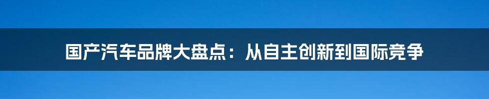 国产汽车品牌大盘点：从自主创新到国际竞争