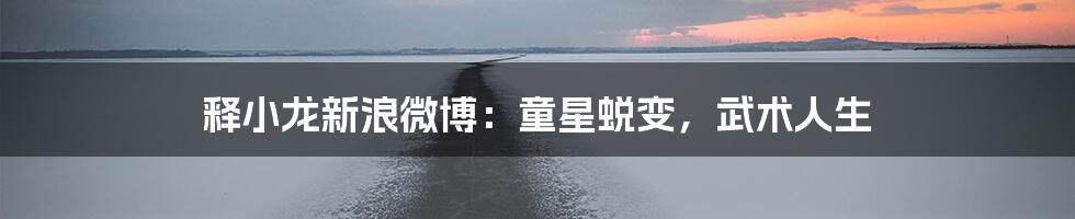 释小龙新浪微博：童星蜕变，武术人生