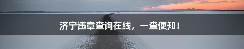 济宁违章查询在线，一查便知！