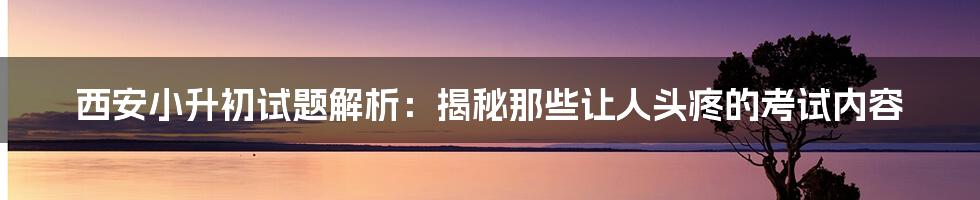 西安小升初试题解析：揭秘那些让人头疼的考试内容