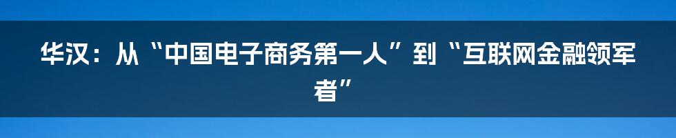 华汉：从“中国电子商务第一人”到“互联网金融领军者”