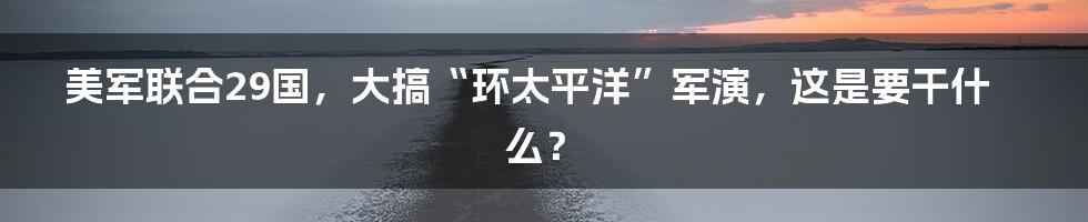 美军联合29国，大搞“环太平洋”军演，这是要干什么？