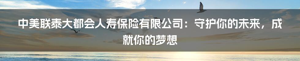 中美联泰大都会人寿保险有限公司：守护你的未来，成就你的梦想