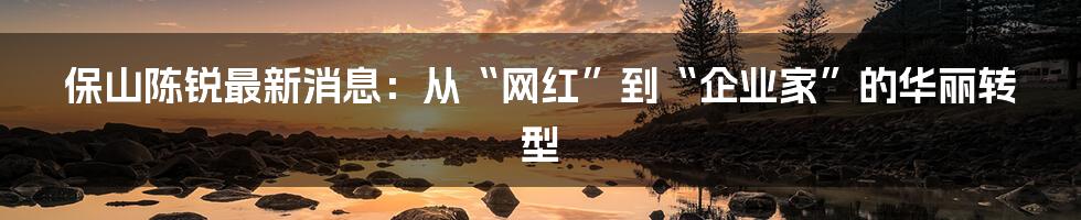 保山陈锐最新消息：从“网红”到“企业家”的华丽转型