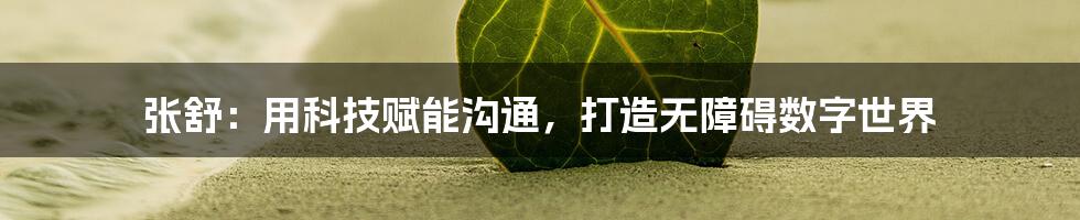 张舒：用科技赋能沟通，打造无障碍数字世界