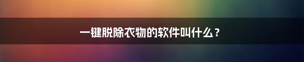 一键脱除衣物的软件叫什么？