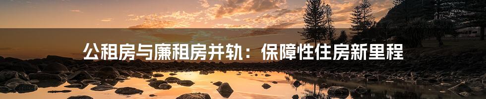 公租房与廉租房并轨：保障性住房新里程