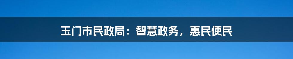 玉门市民政局：智慧政务，惠民便民