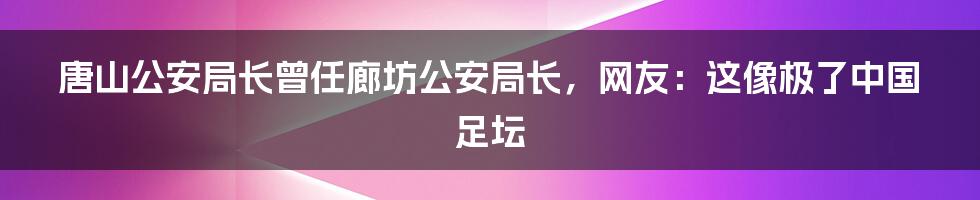 唐山公安局长曾任廊坊公安局长，网友：这像极了中国足坛