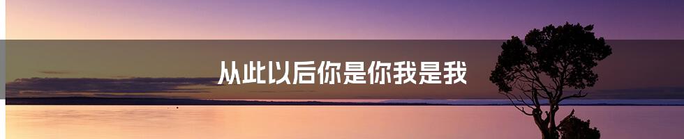 从此以后你是你我是我