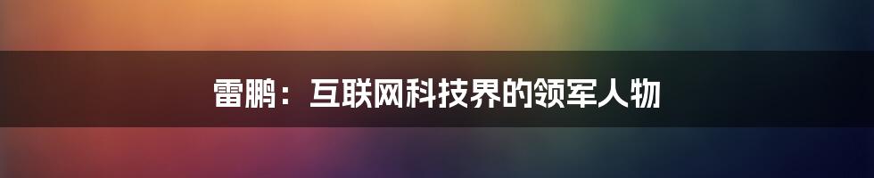 雷鹏：互联网科技界的领军人物