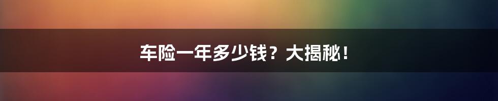 车险一年多少钱？大揭秘！