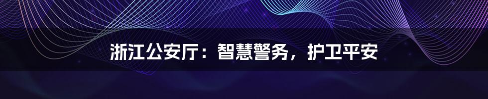 浙江公安厅：智慧警务，护卫平安