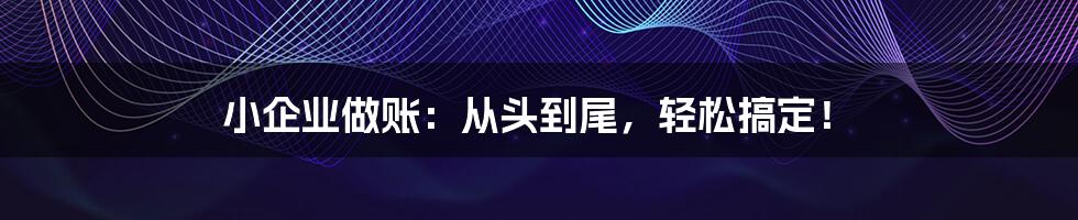 小企业做账：从头到尾，轻松搞定！