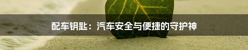 配车钥匙：汽车安全与便捷的守护神