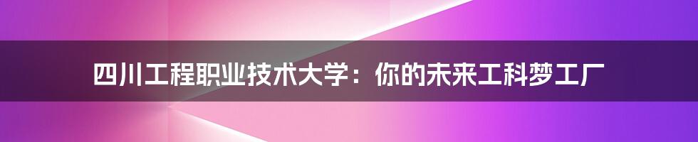 四川工程职业技术大学：你的未来工科梦工厂