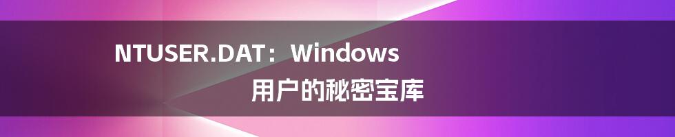 NTUSER.DAT：Windows 用户的秘密宝库