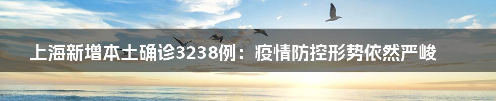 上海新增本土确诊3238例：疫情防控形势依然严峻