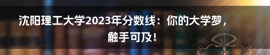 沈阳理工大学2023年分数线：你的大学梦，触手可及！