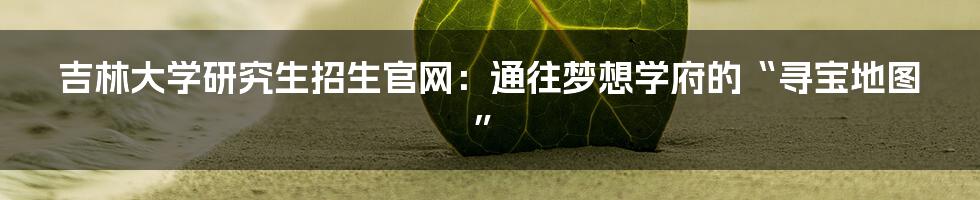 吉林大学研究生招生官网：通往梦想学府的“寻宝地图”