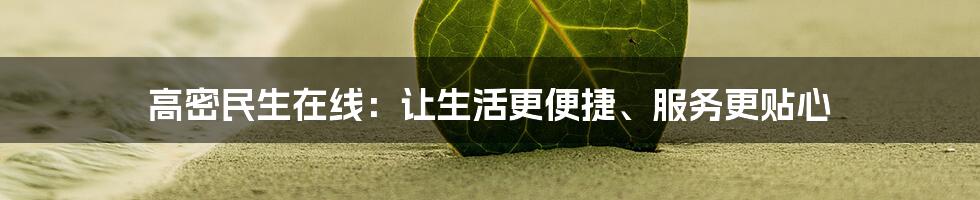 高密民生在线：让生活更便捷、服务更贴心