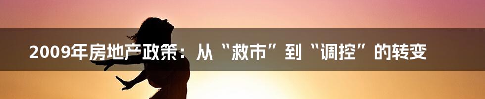 2009年房地产政策：从“救市”到“调控”的转变