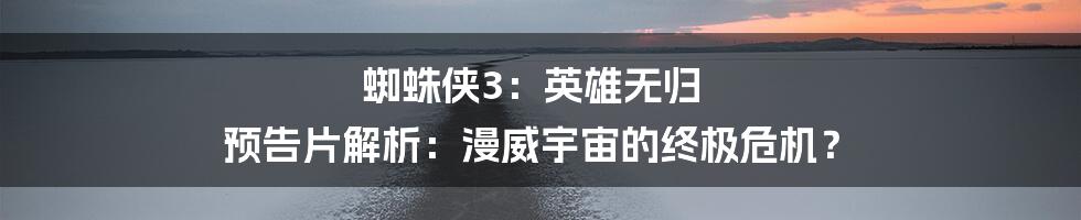 蜘蛛侠3：英雄无归 预告片解析：漫威宇宙的终极危机？