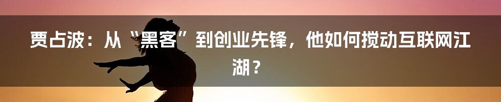 贾占波：从“黑客”到创业先锋，他如何搅动互联网江湖？