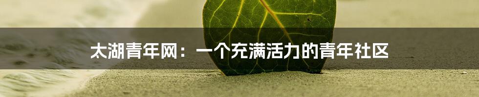 太湖青年网：一个充满活力的青年社区