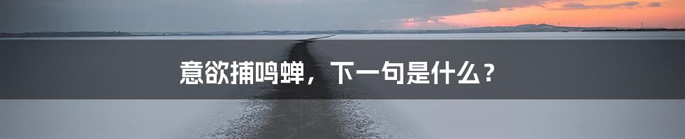 意欲捕鸣蝉，下一句是什么？