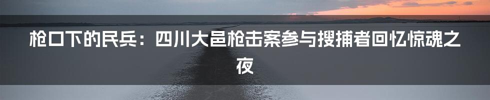 枪口下的民兵：四川大邑枪击案参与搜捕者回忆惊魂之夜