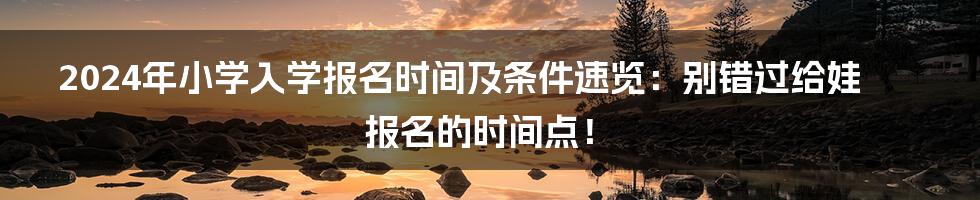 2024年小学入学报名时间及条件速览：别错过给娃报名的时间点！